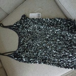 Sequined and beaded tank top